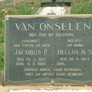 ONSLEN Jacobus P., van 1921-1969 &amp; Helena M.S. 1924-