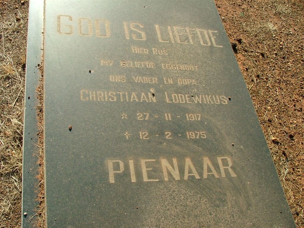 PIENAAR Christiaan Lodewikus 1917-1975