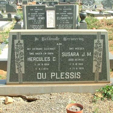 PLESSIS Hercules G., du 1894-1978 &amp; Susara J.M. BEUKES 1903-1979