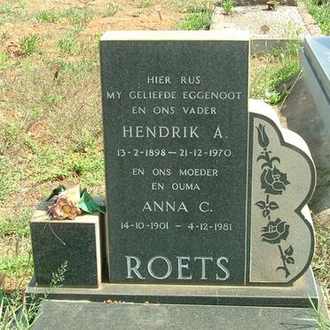 ROETS Hendrik A. 1898-1970 &amp; Anna C. 1901-1981