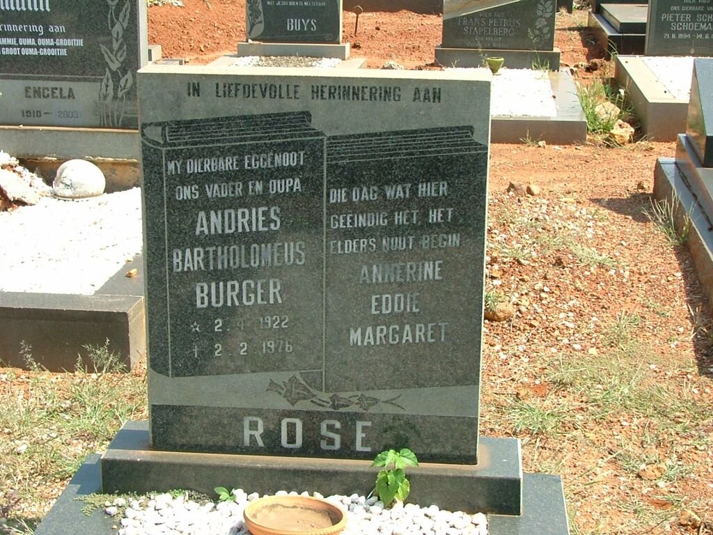 ROSE Andries Bartholomeus Burger 1922-1976 