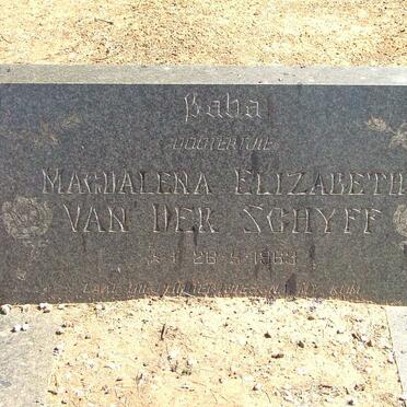 SCHYFF Magdalena Elizabeth, van der -1963