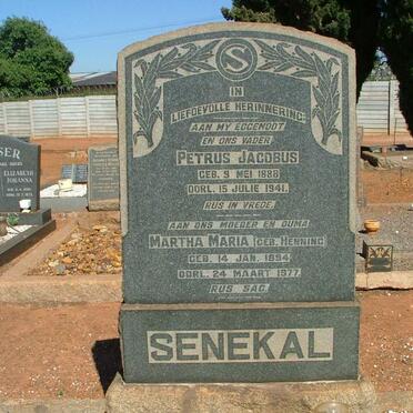 SENEKAL Petrus Jacobus 1888-1941 &amp;  Martha Maria HENNING 1894-1977