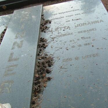 SPINNLER Aletta Johanna nee BENADE 1902-1957