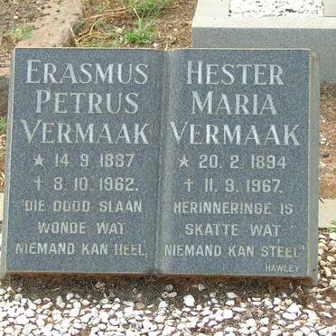 VERMAAK Erasmus Petrus 1887-1962 &amp; Hester Maria 1894-1967