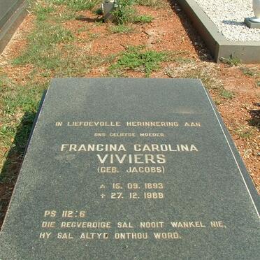 VIVIERS Francina Carolina nee Jacobs 1893-1989 