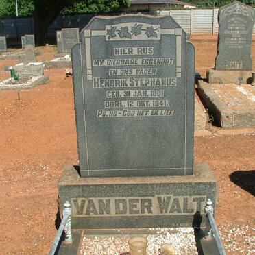 WALT Hendrik Stephanus, van der 1881-1941