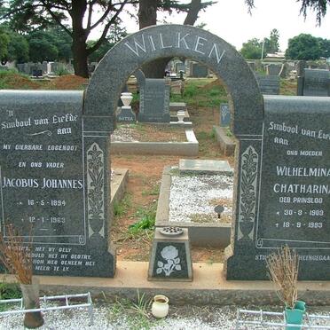 WILKEN Jacobus Johannes 1894-1963 &amp; Wilhelmina Chatharina PRINSLOO 1903-1983