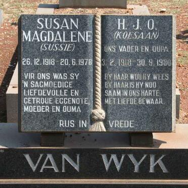 WYK H.J.O., van 1918-1980 &amp; Susan Magdalene 1918-1978