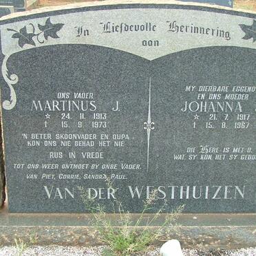 WESTHUIZEN Martinus J., van der 1913-1973 &amp; Johanna J. 1917-1967