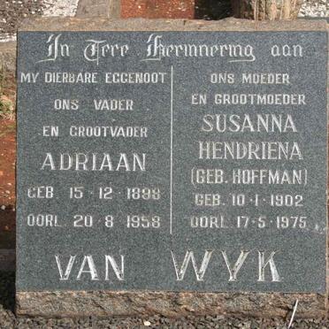 WYK Adriaan, van 1898-1958 &amp; Susanna Hendriena HOFFMAN 1902-1975