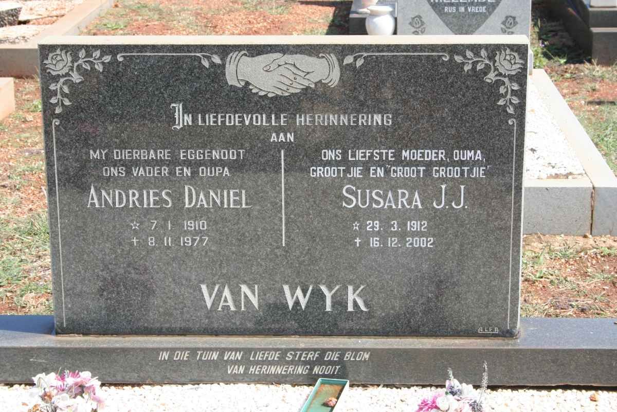 WYK Andries Daniel, van 1910-1977 &amp; Susara J.J. 1912-2002