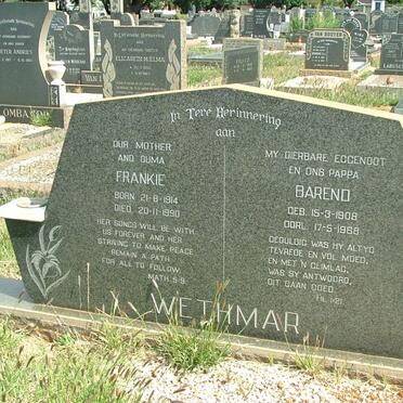 WETHMAR Barend 1908-1968 &amp; Frankie 1914-1990