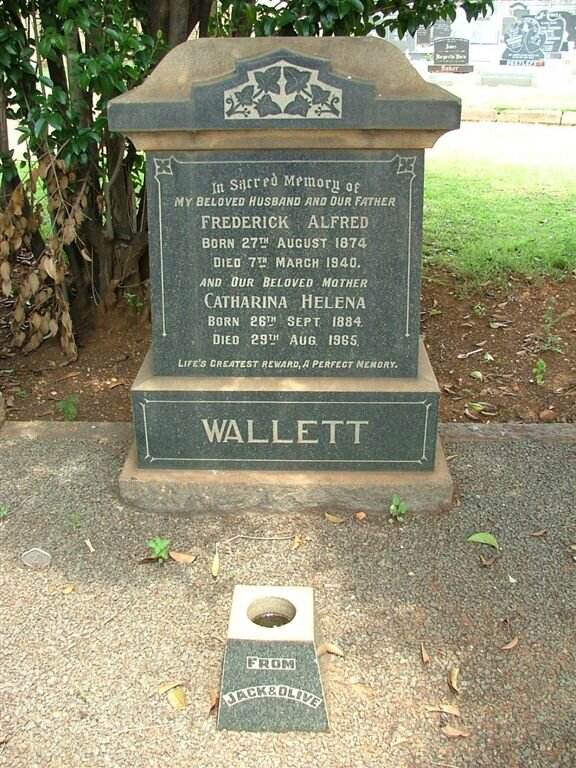 WALLET Frederick Alfred 1874-1940 &amp; Catharina Helena 1884-1965
