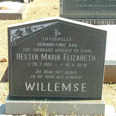 WILLEMSE Hester Maria Elizabeth 1901-1978