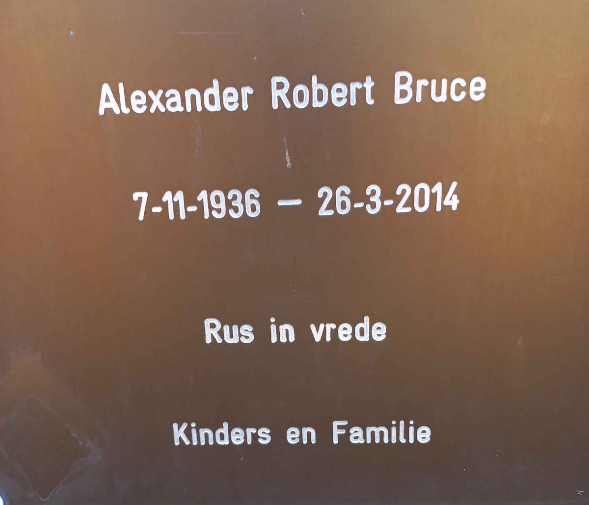 BRUCE Alexander Robert 1936-2014