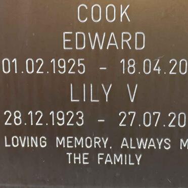 COOK Edward 1925-2009 &amp; Lily V. 1923-2008