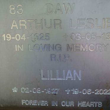 DAW Arthur Leslie 1925-1984 &amp; Lilian 1927-2022