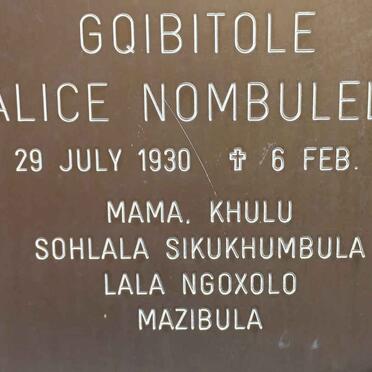 GQIBITOLE Alice Nombulelo 1930-2010