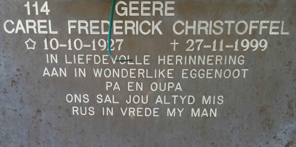 GEERE Carel Frederick Christoffel 1927-1999