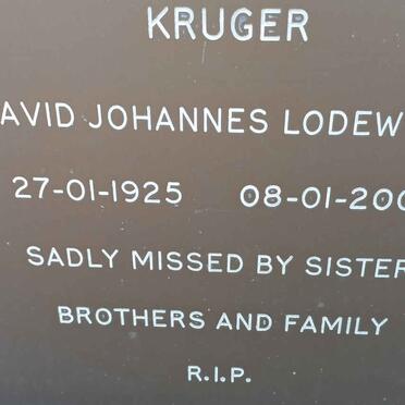 KRUGER David Johannes Lodewicus 1925-2002