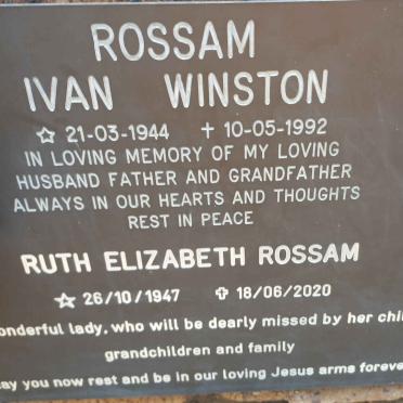 ROSSAM Ivan Winston 1944-1992 &amp; Ruth Elizabeth 1947-2020