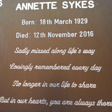 SYKES Annette 1929-2016