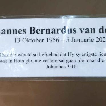 WALT Johannes Bernardus, van der 1956-2022