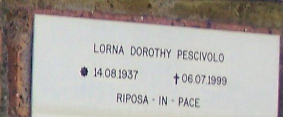 PESCIVOLO Lorna Dorothy 1937-1999