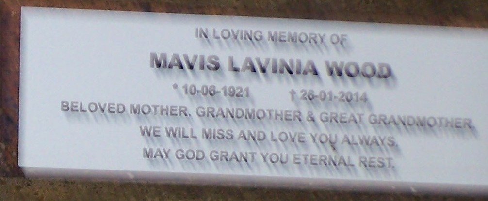 WOOD Mavis Lavinia 1921-2014