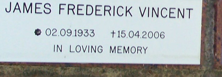 VINCENT James Frederick 1933-2006