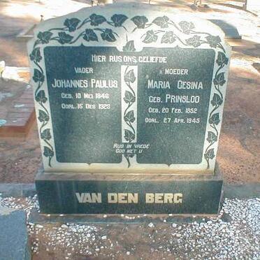 BERG Johannes Paulus, van den 1846-1923 &amp; Maria Gesina PRINSLOO 1852-1945