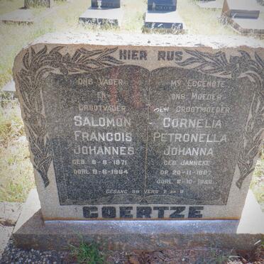 COERTZE Salomon Francois Johannes 1871-1964 &amp; Cornelia Petronella Johanna JANNEKE 1887-1958