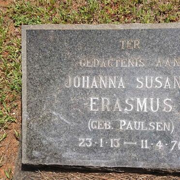 ERASMUS Johanna Susanna nee PAULSEN 1913-1976