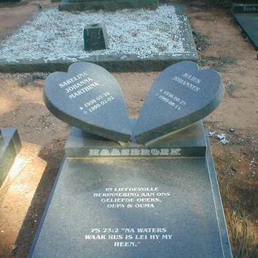 HAASBROEK Julius Johannes 1936-1999 &amp;  Sarelina Johanna Marthina 1938-1999