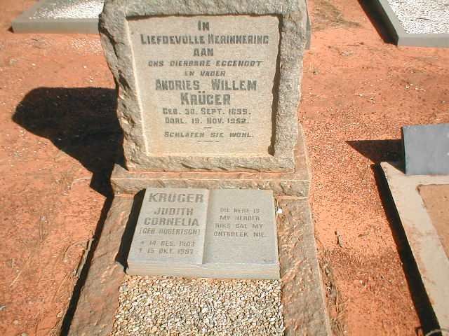 KRÜGER Andries Willem 1899-1952 &amp; Judith Cornelia ROBERTSON  1903-1997