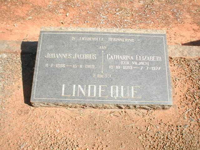 LINDEQUE Johannes Jacobus 1886-1969 &amp; Catharina Elizabeth VILJOEN 1889-1977