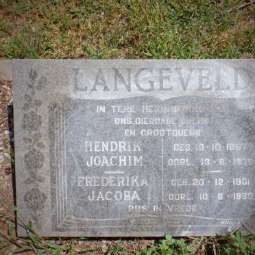 LANGEVELD Hendrik Joachim 1887-1978 &amp; Frederika Jacoba 1901-1983