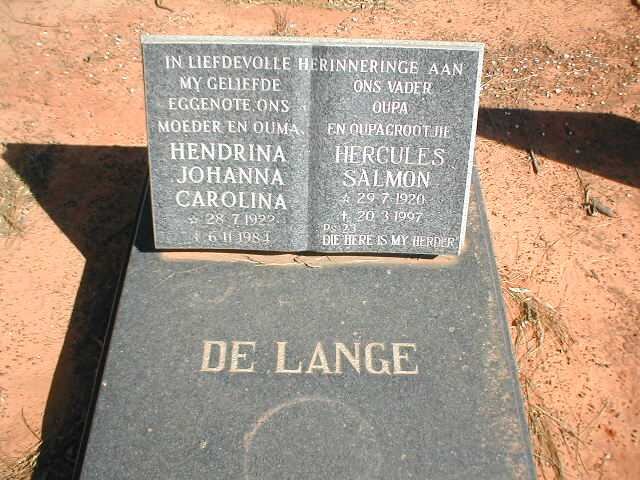 LANGE Hercules Salmon, de 1920-1997 &amp; Hendrina Johanna Carolina 1922-1984
