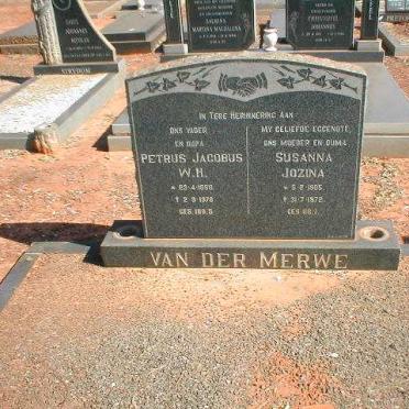 MERWE Petrus Jacobus W.H., van der 1898-1978 &amp; Susanna Jozina 1905-1972