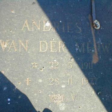 MERWE  Andries, van der 1911-19?7