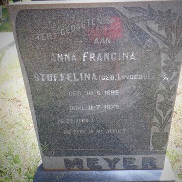 MEYER Anna Francina Stoffelina nee LINDEQUE 1895-1975