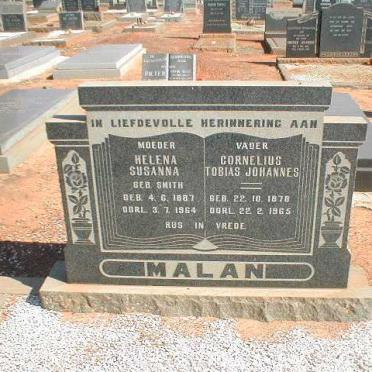 MALAN Cornelius Tobias Johannes 1878-1965 &amp; Helena Susanna SMITH 1887-1964