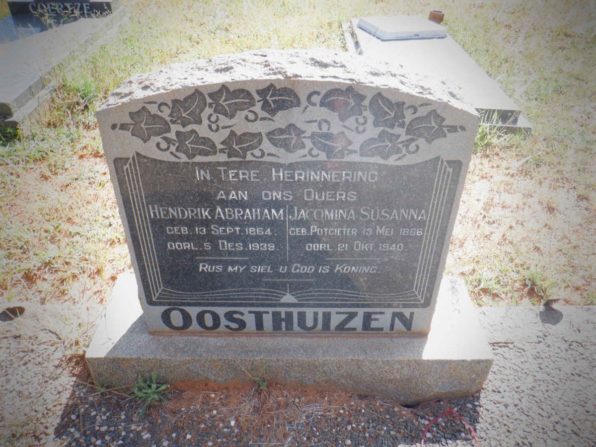 OOSTHUIZEN Hendrik Abraham 1864-1939 &amp; Jacomina Susanna POTGIETER 1866-1940