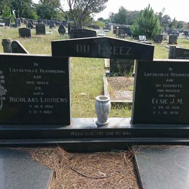 PREEZ Nicolaas Lourens, du 1904-1983 &amp; Elsie J.M. 1915-1976