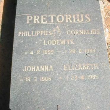 PRETORIUS Phillipus Cornelius Lodewyk 1899-1983 &amp; Johanna Elizabeth 1906-1985