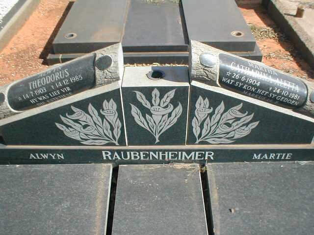 RAUBENHEIMER Alwyn Theodorus 1903-1985 &amp; Martha Catharina Aletta 1904-1981