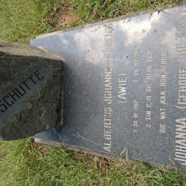 SCHUTTE Albertus Johannes Barend 1912-1996 &amp; Johanna DU TOIT 1918-