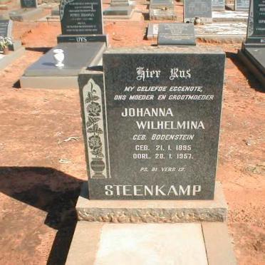 STEENKAMP Johanna Wilhelmina nee BODENSTEIN 1895-1957