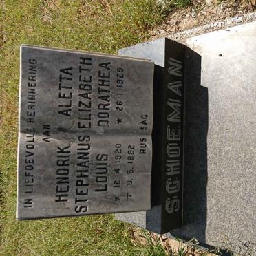 SCHOEMAN Hendrik Stephanus Louis 1920-1982 &amp; Aletta Elizabeth Dorathea 1929-
